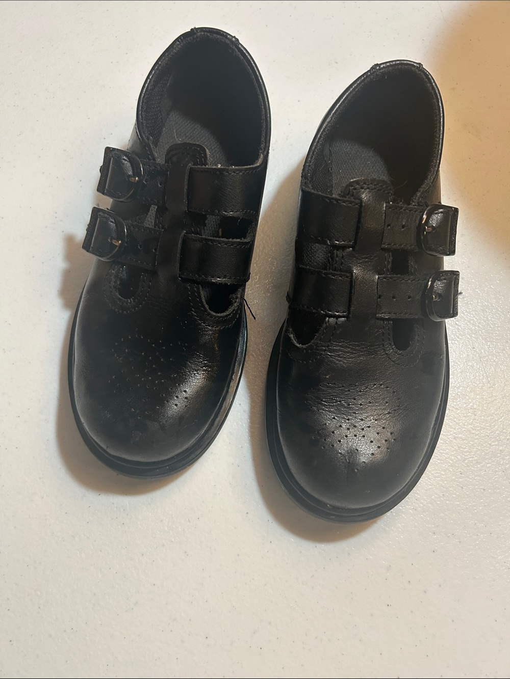 Dr Martens —- Kids size 2 Black Double-Strap School Shoes